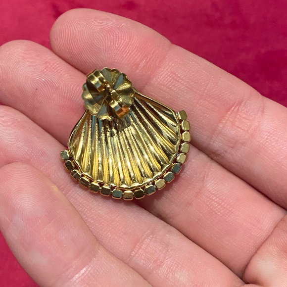 18k Gold Plated & Pave Shell Earrings - Picture 2 of 3